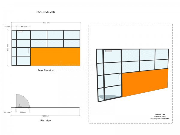 Residential Project (Liverpool, Merseyside): Half Height Toughened Glass Wall and Door Using Our Black Grid T-bar Glazing System