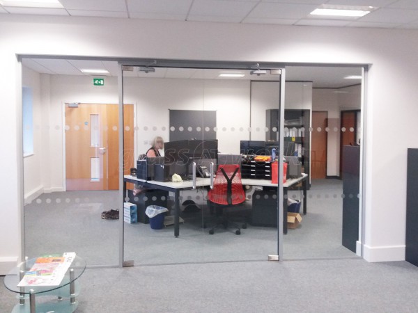 Pruftechnik Ltd (Lichfield, Staffordshire): Glass Partition With Framed Double Glass Doors