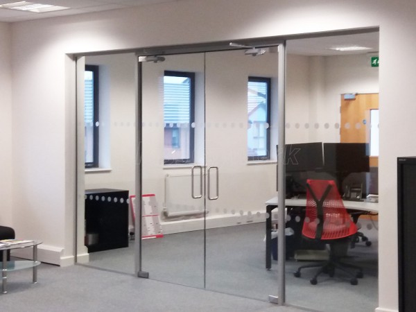 Pruftechnik Ltd (Lichfield, Staffordshire): Glass Partition With Framed Double Glass Doors