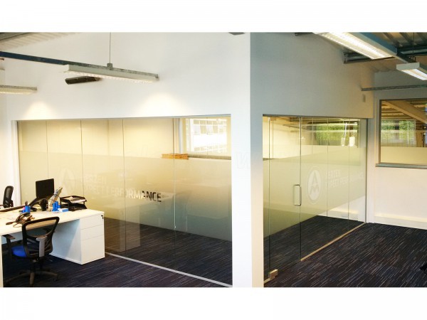 Aerzen (Rotherham, South Yorkshire): Fire Rated Glass Partitioning and Non-Fire Glass Corner Room