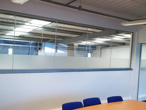 Aerzen (Rotherham, South Yorkshire): Fire Rated Glass Partitioning and Non-Fire Glass Corner Room