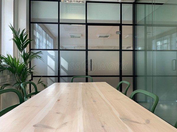 FRAMEWORKS (Westminster, London): Full Office Fit-Out Using Black Industrial Warehouse Glazed Partitions [Our Alternative to Steel Framed Glazing]