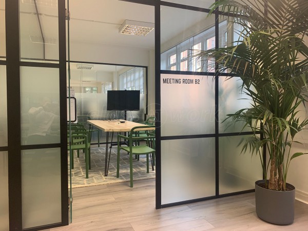 FRAMEWORKS (Westminster, London): Full Office Fit-Out Using Black Industrial Warehouse Glazed Partitions [Our Alternative to Steel Framed Glazing]