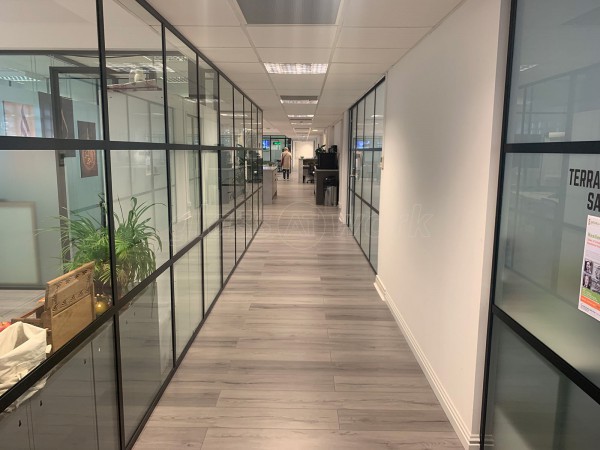 FRAMEWORKS (Westminster, London): Full Office Fit-Out Using Black Industrial Warehouse Glazed Partitions [Our Alternative to Steel Framed Glazing]