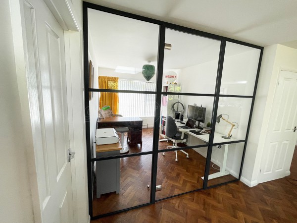 Domestic Project (Salisbury, Wiltshire): T-Bar Black Banded Glass Wall and Door With Soundproofing