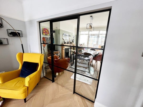 Domestic Project (Liverpool, Merseyside): T-Bar Aluminium Black Framed Glass Wall and Door