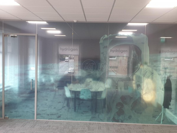 We Are Hydrogen Ltd (Central Glasgow, Scotland): Office Partition With Spaceman Moon Landing Graphic