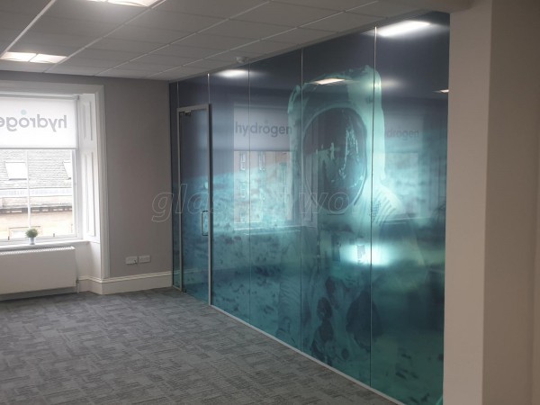 We Are Hydrogen Ltd (Central Glasgow, Scotland): Office Partition With Spaceman Moon Landing Graphic
