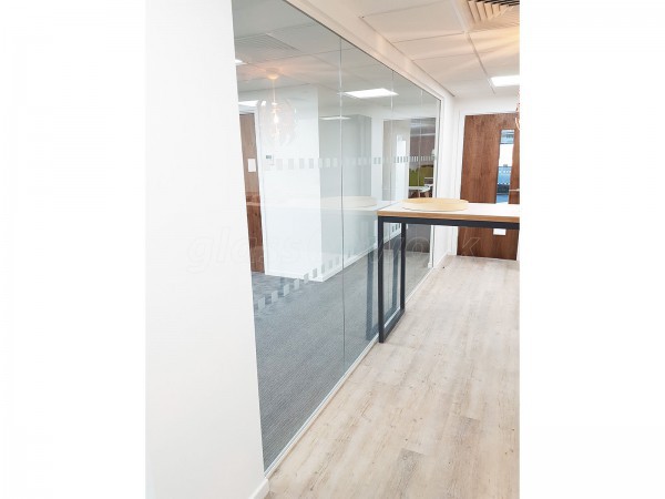 Four Square Furniture (Watford, Hertfordshire): Glass Office Walls (Using Toughened Glass & Laminated Acoustic Glass)