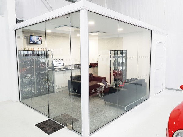 DSJ Automotive and Detailing Ltd (Stamford, Lincolnshire): Glass Corner Office For A Car Showroom