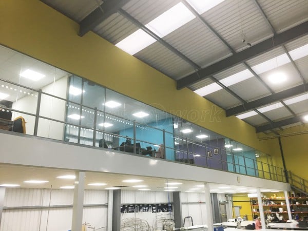 Canvasman Ltd (Baildon, West Yorkshire): Glass Partition Offices on Mezzanine