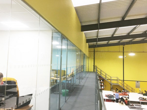 Canvasman Ltd (Baildon, West Yorkshire): Glass Partition Offices on Mezzanine