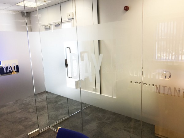 Day Accountants (Abbey, Cambridge): Glass Office Partitions With Own Logo Window Film