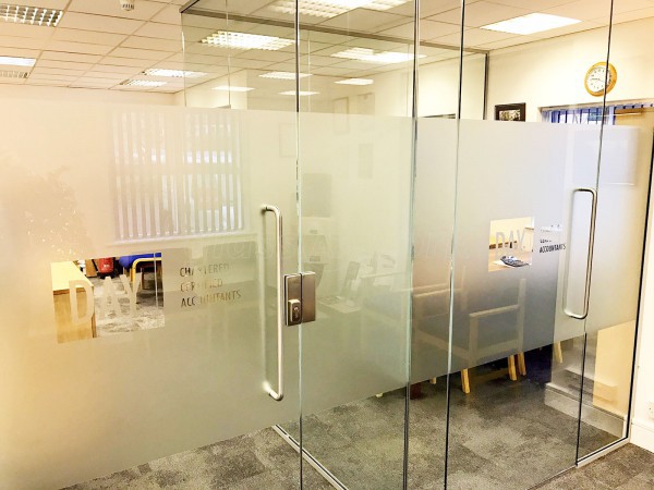 Day Accountants (Abbey, Cambridge): Glass Office Partitions With Own Logo Window Film