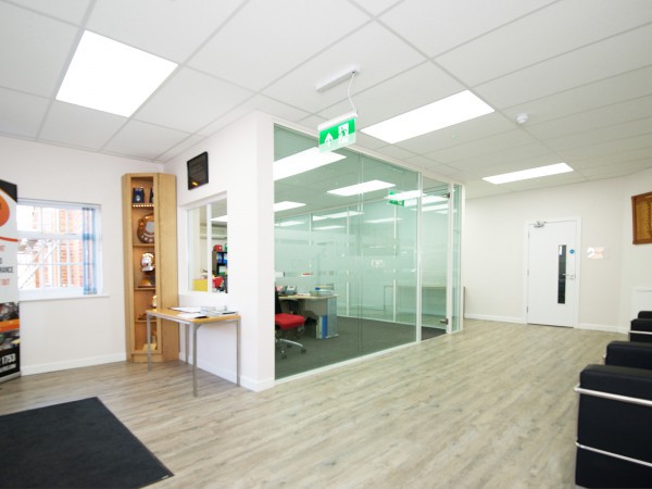 Silwood Facilities Ltd (Chertsey, London): Double Glazed Partitioning with Integral Blinds
