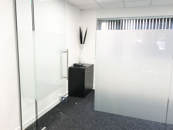 Thoughtmix (Lincoln, Lincolnshire): Glass Partition with Glass Door