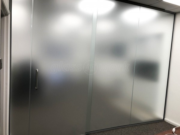 Unified Retail Group (Huntingdon, Cambridgeshire): Top Hung Sliding Glass Door, With Full Window Film