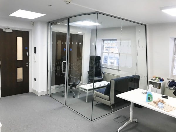 Single Glazed Frameless Glass Office Partitioning