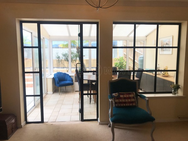 Domestic Project (Henley on Thames, Berkshire): T-Bar Black Framed Glass Door and Internal Window