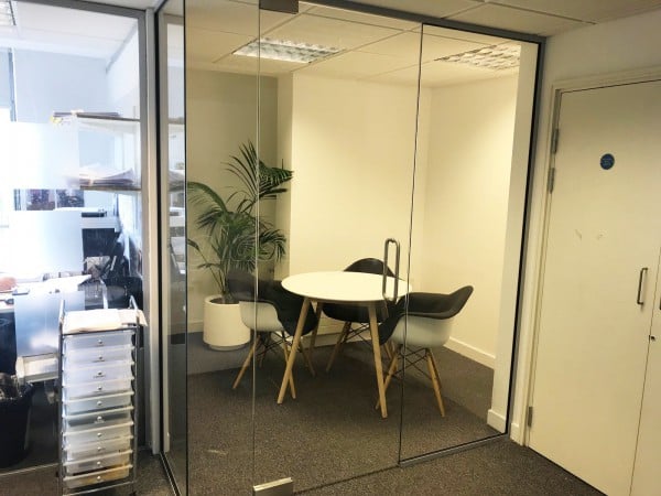 Goodman Masson (Islington, London): Glass L-shaped Partition with Frameless Glazed Door