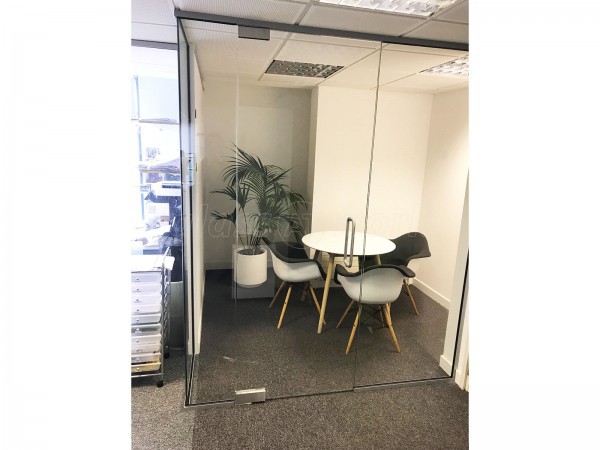 Goodman Masson (Islington, London): Glass L-shaped Partition with Frameless Glazed Door