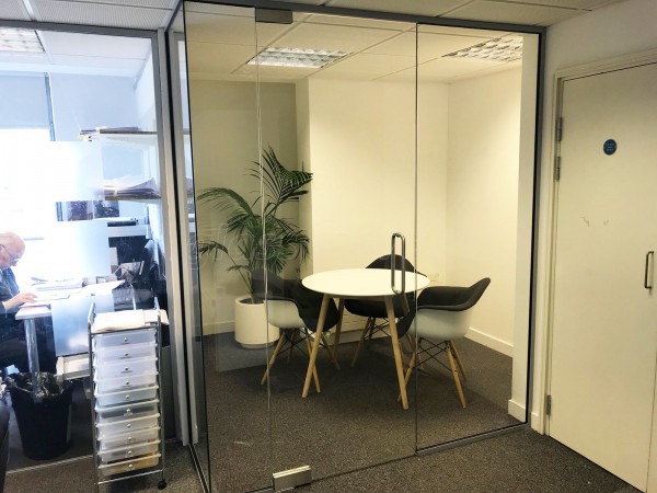 Goodman Masson (Islington, London): Glass L-shaped Partition with Frameless Glazed Door