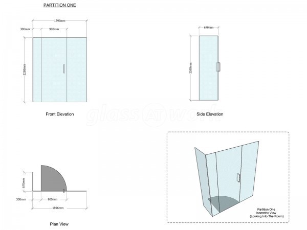 Goodman Masson (Islington, London): Glass L-shaped Partition with Frameless Glazed Door