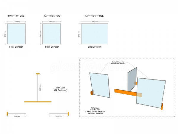 Golden Key Property Ltd (Leamington Spa, Warwickshire): Inline Single Glazed Toughened Glass Partitions