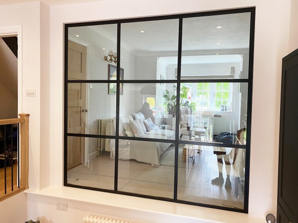 Domestic Project (Haslemere, West Sussex): Black Metal and Glass Grid Glazed Wall Using Our T-Bar System