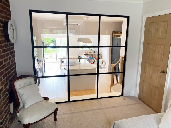 Domestic Project (Haslemere, West Sussex): Black Metal and Glass Grid Glazed Wall Using Our T-Bar System