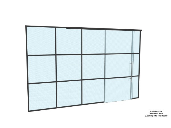 AOD Contracts (Twickenham, London): Industrial Style Interior Glass Wall With Large Sliding Door