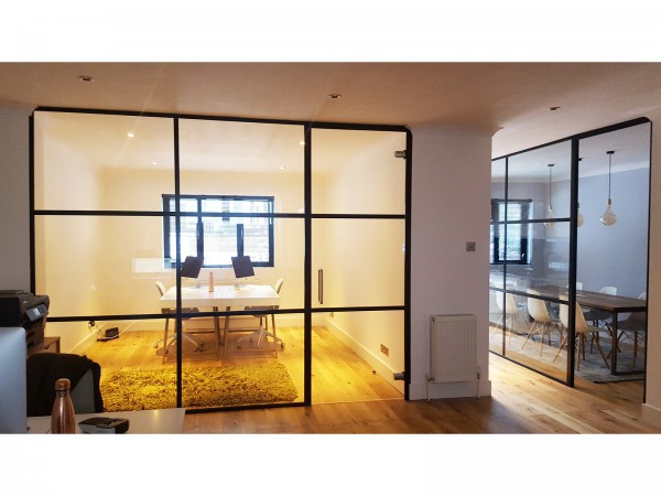 GWB Entertainment (Brook Green, London): Black Framed Industrial Style Glass Walls