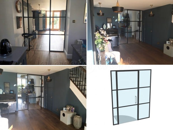 Domestic Project (Upham, Hampshire): Small Black Steel Framed Style Glazed Wall & Door