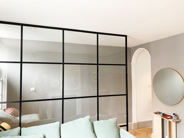 Residential Project (Islington, London): Black Grid Industrial-Style Glass Room Divider