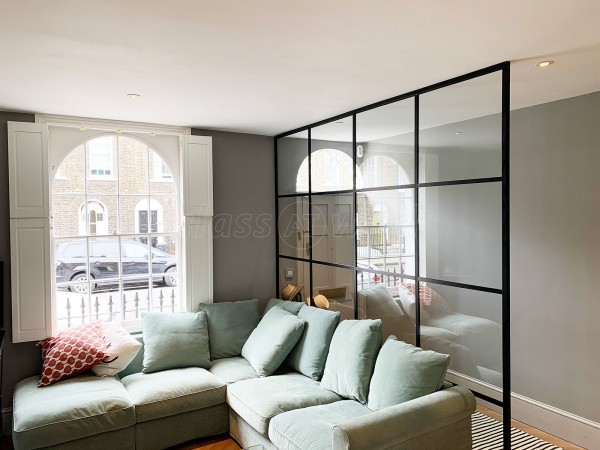 Residential Project (Islington, London): Black Grid Industrial-Style Glass Room Divider