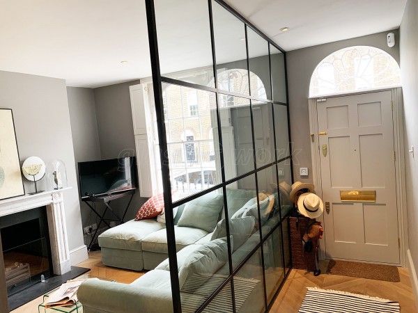 Residential Project (Islington, London): Black Grid Industrial-Style Glass Room Divider