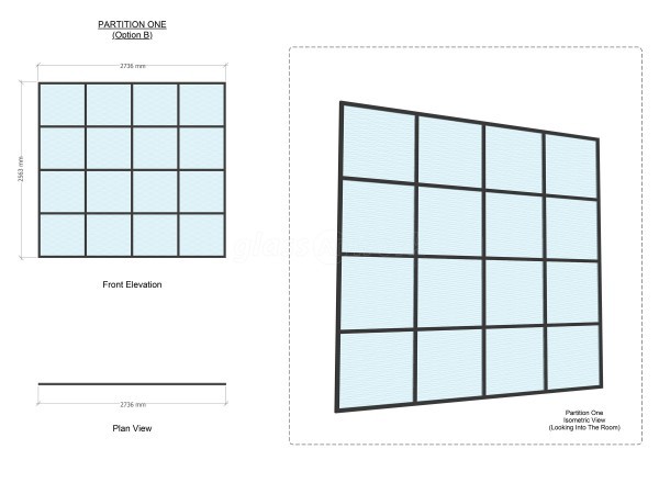 Residential Project (Islington, London): Black Grid Industrial-Style Glass Room Divider