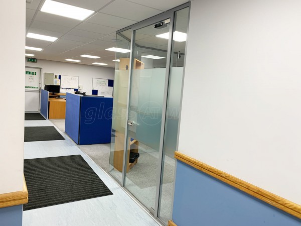 Isoma Limited (Swadlincote, Derbyshire): Laminated Acoustic Glass Corner Room With Logo