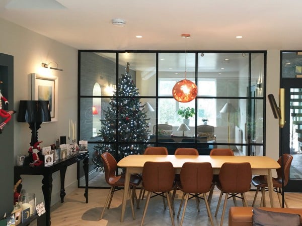 Domestic Project (Teddington, London): T-Bar Black Framed Heritage-Style Glass Wall and Sliding Door