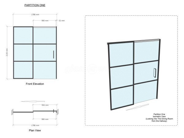 Residential Project (Allestree, Derbyshire): Industrial Effect Glass Sliding Door And Room Divider