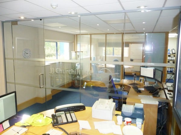 J J Churchill (Nuneaton, Leicestershire): Toughened Glass Office Partition With Bespoke Window Film