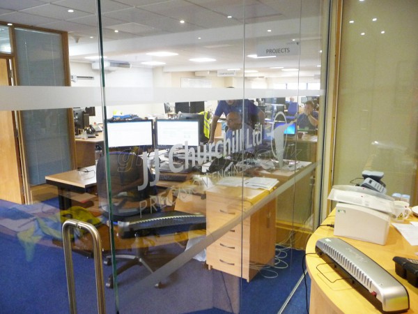 J J Churchill (Nuneaton, Leicestershire): Toughened Glass Office Partition With Bespoke Window Film