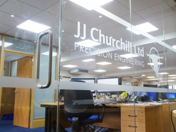 J J Churchill (Nuneaton, Leicestershire): Toughened Glass Office Partition With Bespoke Window Film