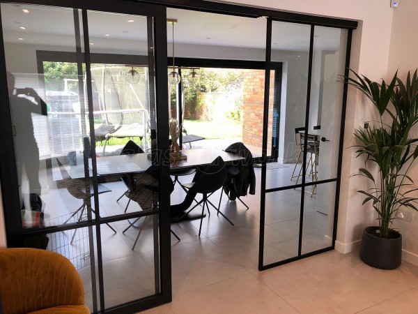 Residential Project (Elstree, Hertfordshire): T-Bar Slimline (Art Deco Style) Glass Walls and Sliding Doors