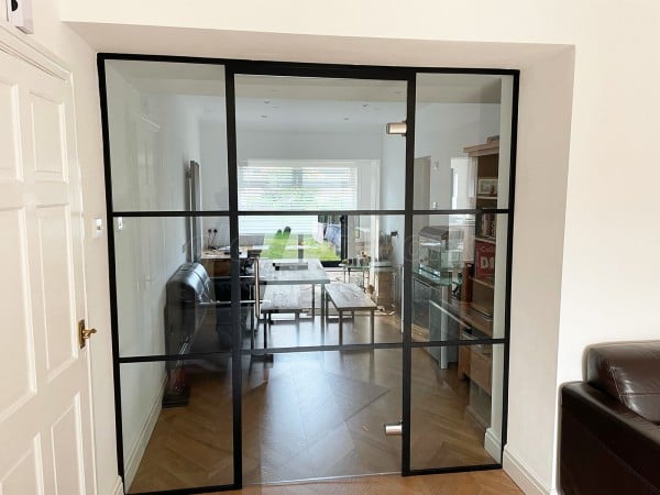 Domestic Screen (Liverpool, Merseyside): T-Bar Black Grid-Style Glass Wall and Door