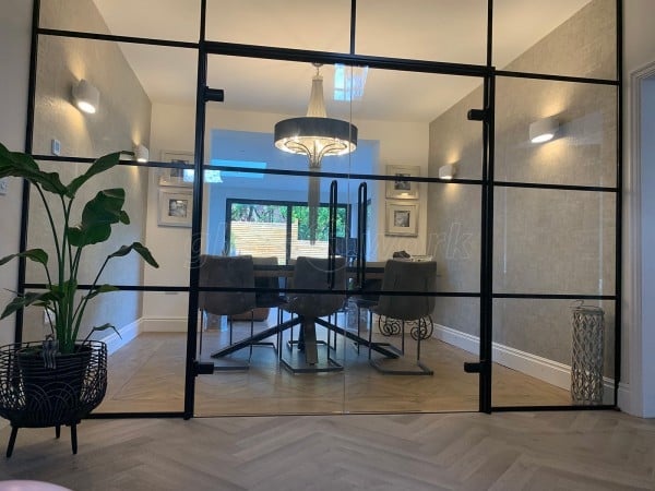 Domestic Project (Worsley, Greater Manchester): T-Bar Black Framed Glass Double Doors