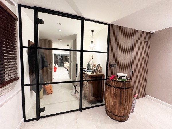 Domestic Project (Kingston upon Thames, Surrey): T-Bar Black Framed Glass Door and Side Panels