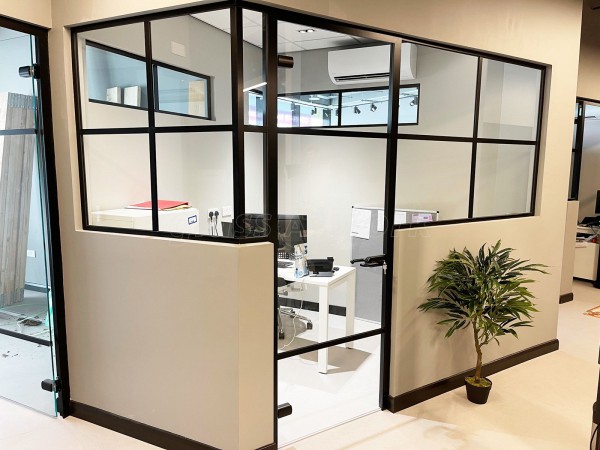 Kent Commercial Kitchens (Ashford, Kent): T-Bar Industrial-Style Glass Office Fit-Out Using Acoustic Glass For Soundproofing