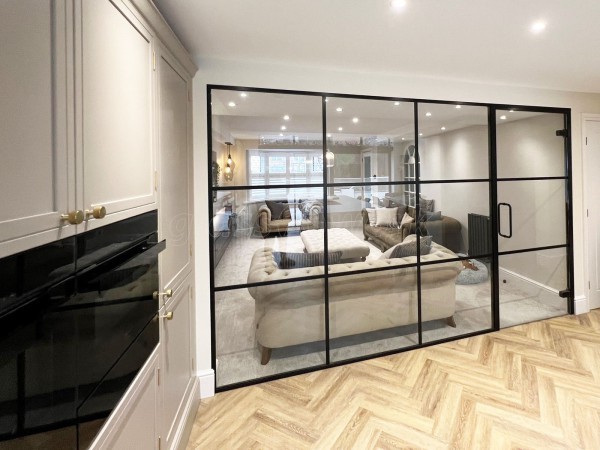 Domestic Project (Leeds, West Yorkshire): T-Bar Aluminium Black Framed Glass Wall and Door