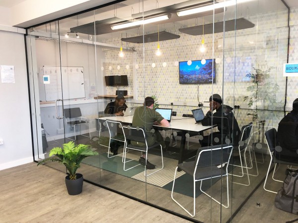 LDN Apprenticeships (Stockwell, London): Two Glass Meeting Rooms With Glazed Separating Wall [With Black Frame]